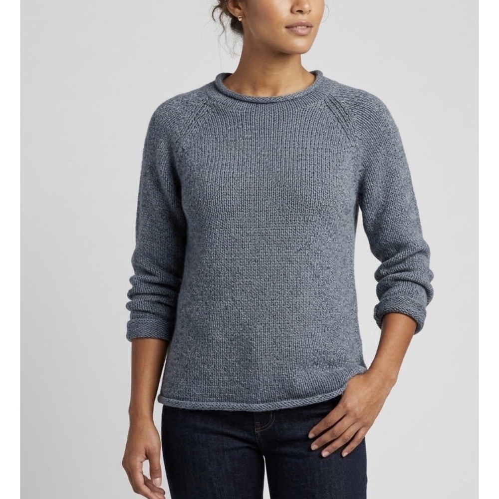 American South Side Alpaca Wool Sweater Blue Raglan Knit Pullover Peru M/L Fit